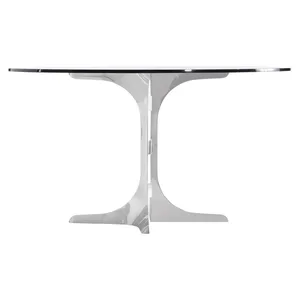 Mesa de Centro Moderna de Vidrio con Altura Ajustable, Base de Metal Hecha a Mano, Diseño Minimalista para Sala de Estar, Decoración de Muebles de Interior - Product Image 1