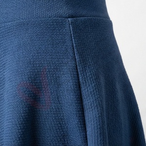 Women's Navy Blue High Waist A Line <b>Skirt</b> Casual Solid <b>Knee</b> <b>Length</b> <b>Skirt</b> - Product Image 5