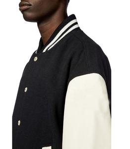 Chaqueta de béisbol para hombre, estilo urbano, de lana, la más vendida, con logo personalizado y letras estilo collage, para invierno. - Product Image 3