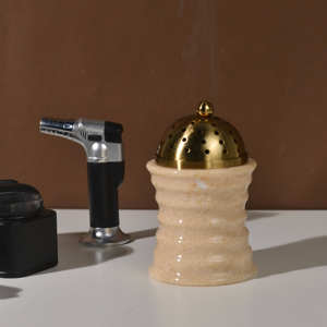 Nuevo estilo, quemador de incienso de mármol hecho a mano, soporte esférico para quemador de incienso, soporte para conos de incienso Ravertine para yoga y meditación - Product Image 1