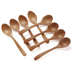 Cuillères en bois faites à la main, best-sellers, en bois naturel, choix de tailles personnalisées, cuillères à soupe pour servir les repas - Product Image 1