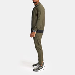 OEM Custom Plain Blank Tracksuit Men Brown Zip Up Track Jacket and Elastic Hem Sweatsuit Pants <b>Set</b> - Product Image 1