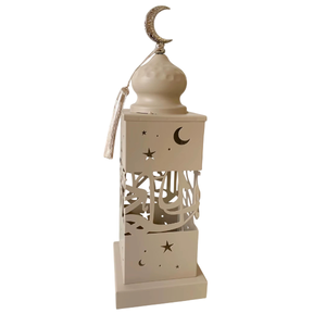 Golden And White <b>Metal</b> <b>Lanterns</b> With Intricate Cutout Patterns For Home Decoration Vintage Floor <b>Lanterns</b> - Product Image 3