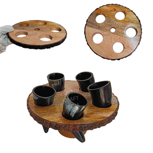 Cuerno para Beber Hecho a Mano con Soporte de Madera, Cuerno de Vaca, Buey o Búfalo Pulido, Auténtico Estilo Vikingo Rústico Nórdico, Ideal para Regalo - Product Image 3