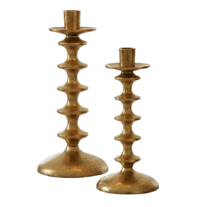 Ensemble de 2 porte-bougies coniques en métal finition dorée, bougeoirs en métal pour mariage, Noël, décoration de la maison, style nordique - Product Image 1