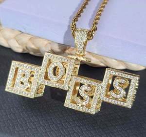 Pendentif personnalisé en argent sterling avec nom, collier en forme de bloc de glace creux, pendentifs classiques et tendance en diamant, pour rappeurs et Hinduïsme - Product Image 5