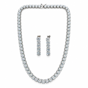 Moissanite <b>Necklace</b> <b>Set</b> in 925 Sterling <b>Silver</b> Rhodium Plated Luxury Jewelry for Anniversary Engagement & Party - Product Image 5