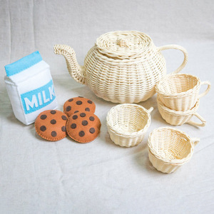 Juego de tazas de té de ratán, divertidos juguetes de té para niños, taza de té tejida a mano, juguete para niños, juego creativo - Product Image 6