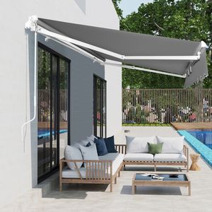 12ft X 10ft tenda da giardino retrattile grigio carbone resistente all'acqua durevole telaio in alluminio manovella manuale per ponti - Product Image 2