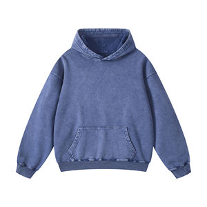 Sweat à capuche oversize en coton molletonné pour homme, style streetwear, teinture dégradée vintage, poids lourd, ODM - Product Image 5