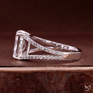 Elegant 2CT Radiant Lab Grown Diamond Engagement Bridal <b>Split</b> Pave Band 10K White Gold IGI Certified Proposal <b>Ring</b> - Product Image 5