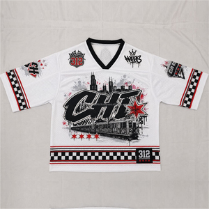 Camiseta Deportiva Retro Personalizada de Secado Rápido con Cuello en V, Estampada, Estilo Oversize, para Hombre, Camiseta de Baloncesto, Fútbol, Malla Transpirable - Product Image 4