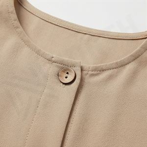 Robe Abaya Longue d'Été pour Femme, Modeste, Décontractée, Style Islamique, Col Nœud, Boutons en Dentelle, Perles, Plissée, Couleur Personnalisable - Product Image 4