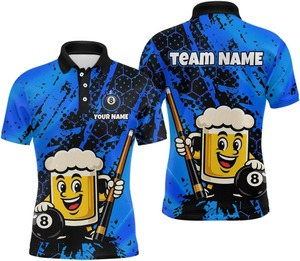 เสื้อโปโล Racoon 8 Ball Billiard แขนสั้นสำหรับผู้ชาย พิมพ์ลายดิจิทัล แห้งเร็ว สวมใส่สบาย ชุดกีฬาถักทอแบบลำลอง เสื้อทีม - Product Image 5