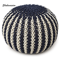 Abordable nouvelle collection de coton macramé rond pouf repose-pieds fait à la main Crochet pouf osseux incrustation Console sur pas cher prix