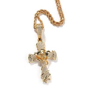 Accessoires pour hommes, bijoux de mode, pendentif en acier inoxydable, collier croix religieuse en diamant, style hip hop pour hommes - Product Image 5