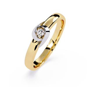 Anillo minimalista de oro macizo de 10k, 14k, 18k con diamante de corte redondo para mujer, ideal para regalo, compromiso, aniversario, boda - Product Image 1