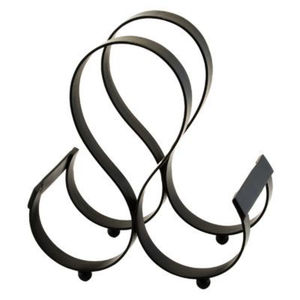 Porte-bouteilles géométrique moderne en métal, finition cuivre, sur pied, avec base en bois, pour le rangement et la décoration de la maison et de la cuisine - Product Image 5