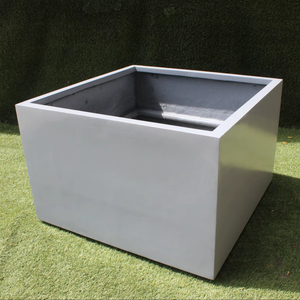 Solid Wholesale White Fiberglass Hand Carved Classic Durable Smooth Shiny Finish Floor Indoor/Outdoor Rectangular <b>Planter</b> Unique - Product Image 1