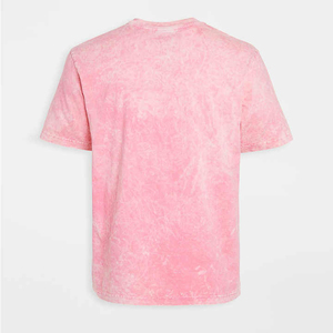 Camiseta Oversize Rosa Tie-Dye para Hombre, Cuello Redondo, Manga Corta, Casual, Tejida, Largo Regular - Product Image 3