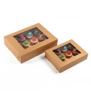 Cajas de Regalo Rígidas Biodegradables y Reciclables de Papel Kraft Vietnamita, Diseño con Ventana Abierta, Estampado, Recubrimiento UV, Premium, para Pastelería y Supermercado - Product Image 2