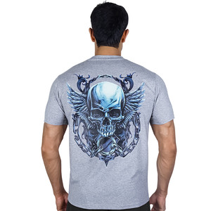 Camiseta de Algodón de Manga Corta Gris para Hombre Caprio con Logotipo en la Parte Delantera, Corte Regular, Cuello Redondo, Transpirable y de Secado Rápido - Product Image 3