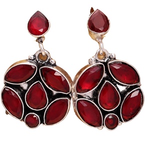 Antique Oxidized Silver Brass Bohemia Stud Earrings with Shell Stone Women's Party Jewelry Gift for Her - Product Image 1