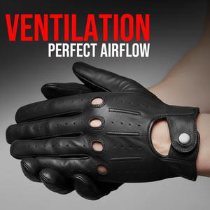 Gants de moto en cuir véritable, respirants, écologiques, compatibles écran tactile, antidérapants, sportifs, quatre saisons, pour hommes et femmes, doux et de haute qualité - Product Image 5