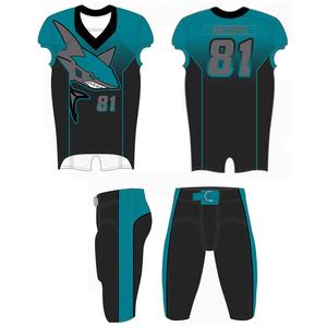 Ensemble de maillots de football américain sur mesure pour l'été, taille plus, col en V, manches courtes, sublimé, 100% polyester, évacuation de l'humidité - Product Image 1