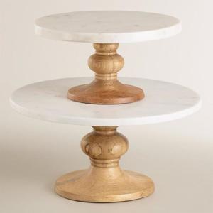 Ensemble de 3 supports à gâteau rectangulaires en marbre avec pieds en métal, présentoir à gâteau élégant pour mariage, plateau à pâtisserie - Product Image 3