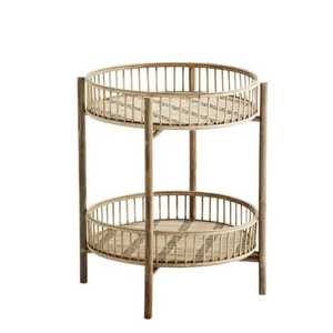 Modern Wood Metal Serving Trolley 2 Tier Wooden Tray Bar Cart Rolling Wine Beverage Cart Kitchen Storage Organizer <b>Rack</b> - Product Image 1