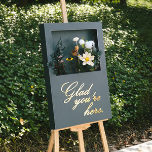 Anniversaire fiançailles arrangement guide signe simple boîte à fleurs en trois dimensions PVC fond mariage signe de bienvenue - Product Image 4