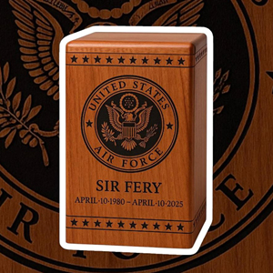 โกศไม้ทำมือสำหรับทหารอากาศ – โกศอนุสรณ์สำหรับใส่เถ้ากระดูก มีหลายขนาด ของที่ระลึกเพื่อความทรงจำ โดย AYAANS - Product Image 6