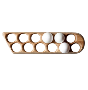 Support de rangement pour œufs en bois naturel pour cuisine, style farmhouse, plateau rectangulaire en bois fait main pour œufs - Product Image 1