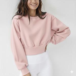 เสื้อสเวตเชิ้ตครอปโอเวอร์ไซส์สำหรับผู้หญิง คอกลม สวมใส่สบาย ทรงหลวม ผ้าฟลีซ แฟชั่นสตรีทแวร์ - Product Image 6
