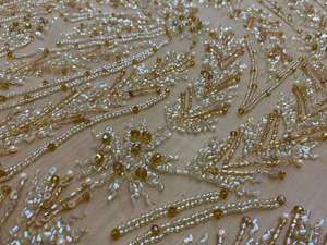 ผ้าลูกไม้ปักมือประดับด้วยเลื่อมสีทองหรูหรา สำหรับชุดแต่งงาน ผ้าคุณภาพสูงสำหรับชุดเจ้าสาวแบบขายเป็นหลา - Product Image 6