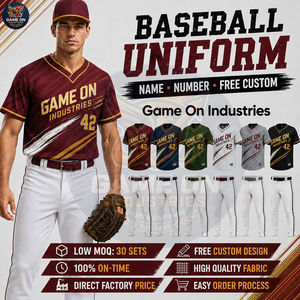 Tenues d'équipe, nouvelle arrivée, manches courtes, respirantes, boutonnées, prix de gros d'usine, ensembles de maillots de baseball personnalisés sublimés - Product Image 3