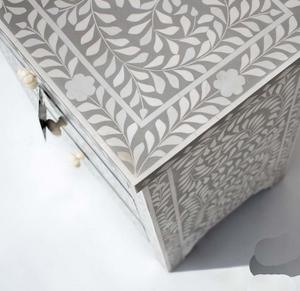 Mesa de Cajones con Incrustaciones de Hueso de ILAHI, Diseño Moderno con Detalles de Ágata, Almacenamiento de Tres Niveles, Mueble Portátil para el Hogar - Product Image 4