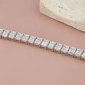 Round Diamond Tennis Bracelet <b>for</b> Women and <b>Men</b>, Mix Cut Diamond Tennis Bracelet <b>For</b> Wedding, Solid Gold moissanite Bracelet - Product Image 4