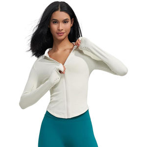 Training Yoga Jacket <b>Women</b> Nylon Skinny Fit Stretch Breathable Lightweight Zip Outer Layer - Product Image 2