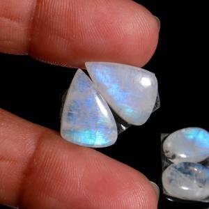 17 Pair 120 Cts Natural Rainbow <b>Moonstone</b> Pair Lot For Jewelry Making 15x10 9x9mm #19978 - Product Image 4