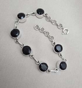 กำไลข้อมือหินออนิกซ์สีดำ เงินแท้ 925 ชุบโรเดียม ทำด้วยมือ เครื่องประดับสำหรับผู้หญิง - Product Image 5