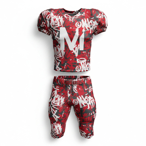 ชุดอเมริกันฟุตบอลแบบซับลิเมชั่นเต็มตัว ออกแบบเองได้ พร้อมโลโก้ทีมและหมายเลข คุณภาพสูง สำหรับการแข่งขันระดับมืออาชีพ - Product Image 1