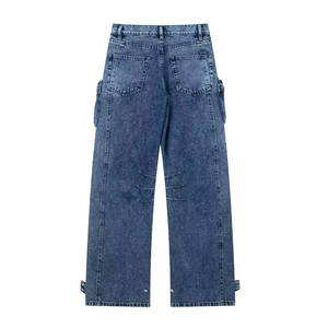Pantalones de mezclilla Streetwear Stack para hombre, de algodón, estilo baggy, largos, rectos, lavados, de pierna ancha - Product Image 2