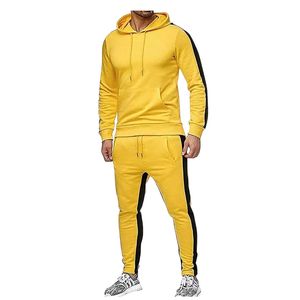Conjunto Deportivo Personalizado al por Mayor para Hombre, Sudadera con Capucha Amarilla y Pantalones Jogger, Color Sólido, Informal, Tejido de Rizo Francés, Transpirable, Ropa Urbana de Invierno - Product Image 2