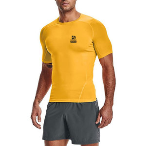 T-shirts de compression pour hommes avec logo personnalisé, faible MOQ, vêtements de sport, tissu éco-responsable, séchage rapide, respirant, en Spandex/Polyester, nouvelle arrivée - Product Image 4