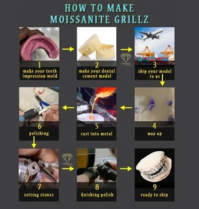 Grillz dentaire Iced Out avec cristaux ronds taille brillant, plaqué or 22 carats, style Hip-hop, unisexe, bijoux corporels pour usage quotidien - Product Image 4