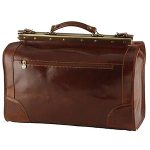 กระเป๋าเดินทางหนังแท้สไตล์วินเทจ กระเป๋าถือขนาดใหญ่สำหรับเดินทางช่วงสุดสัปดาห์  พร้อมซิปและฮาร์ดแวร์สีทอง - Product Image 2