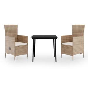 Conjunto de Comedor para Jardín en Beige y Negro - Product Image 2