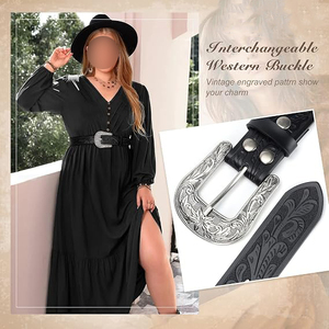Cinturón de Cuero con Hebilla de Acero de Diseño Sólido, Estilo Casual, Construcción Duradera en Piel de Vaca, Impermeable y Ecológico - Product Image 4